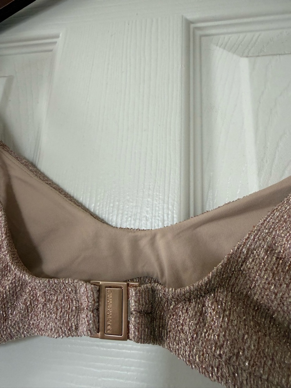 New Zimmermann Swim Metallic Texture Nude Color Scoop Bikini Top size 0 - Picture 5 of 8